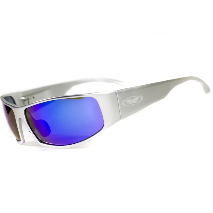 Очки Global Vision Bad-ASS1 Silver (G-Tech blue) зеркальные синие в металлической оправе  