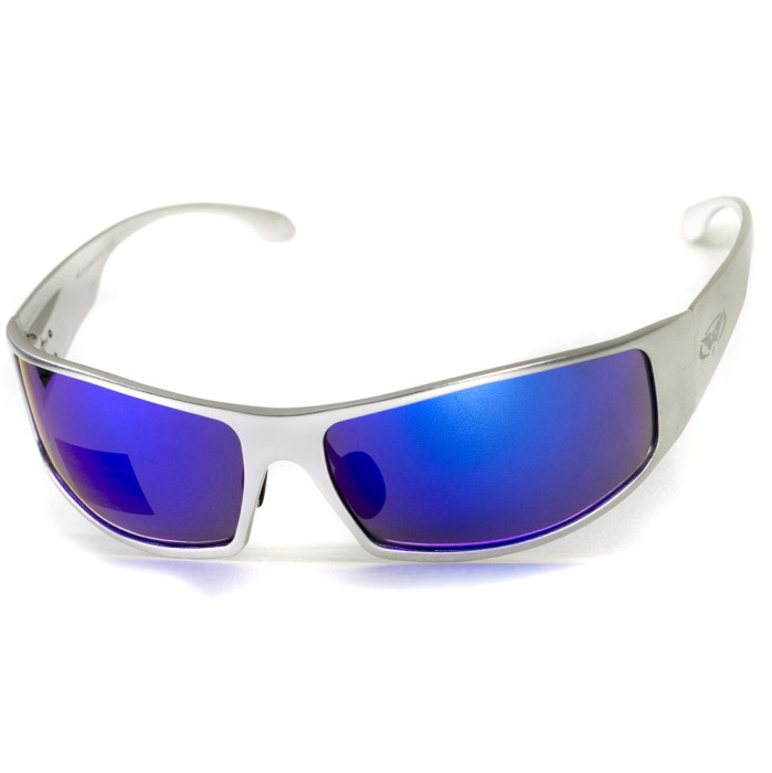 Очки Global Vision Bad-ASS1 Silver (G-Tech blue) зеркальные синие в металлической оправе  