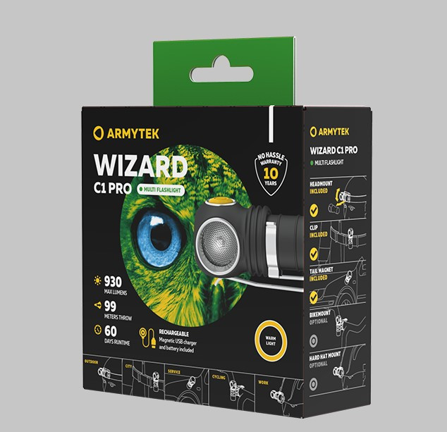 Мультифонарь Armytek Wizard C1 Pro Magnet USB+18350 LH351D Warm (теплый свет)  
