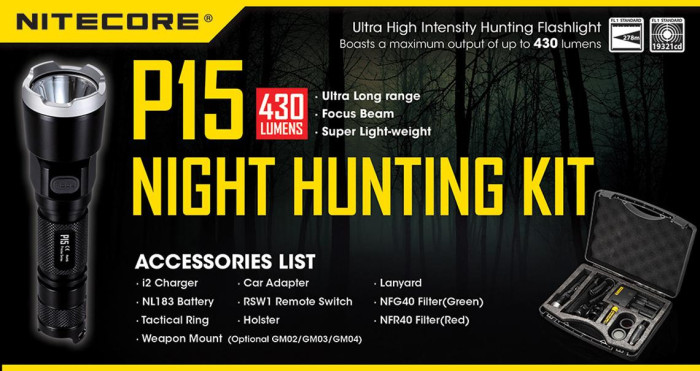 Набор для ночной охоты Nitecore P15, в подарочном кейсе  