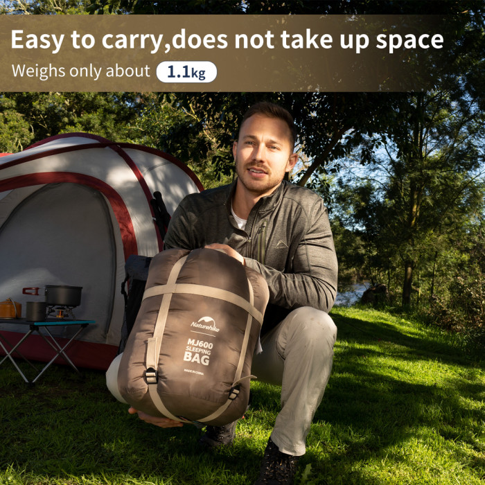 Спальник с капюшоном Naturehike MJ 600 CNK2300SD014, коричневый  