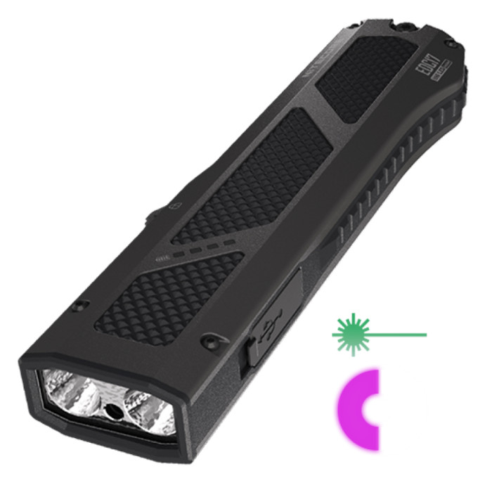 Фонарь Nitecore EDC17 (UHi 25 LED + UV LED + зеленый лазер класса R3, 1500 люмен, 8 режимов, USB-C)  