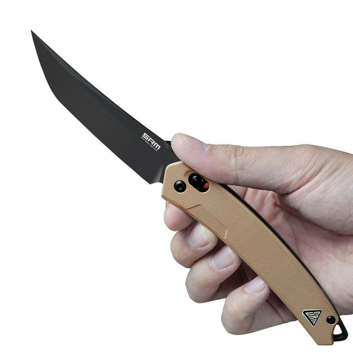 Нож складной туристический SRM 9211B-GW (9.2 см) 8Cr13MoV / G10 коричневый  