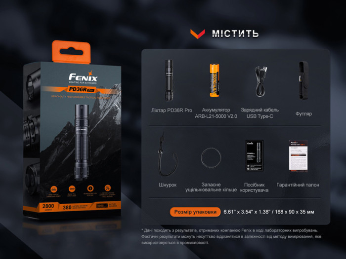 Фонарь тактический Fenix ​​PD36R Pro RED (без аккумулятора и зарядного кабеля)  