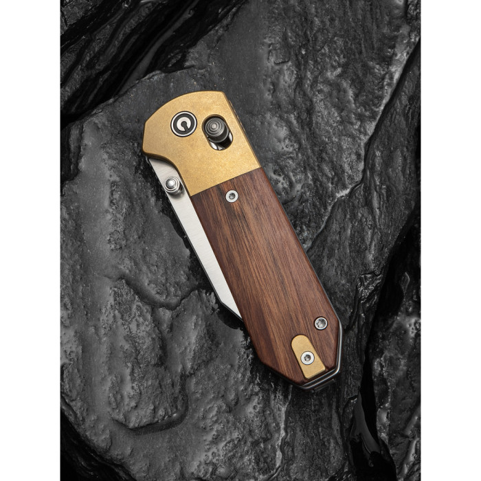 Нож складной карманный Civivi Yonder Clip Point (7.3 см) 14C28N / Wood and Brass натуральный  