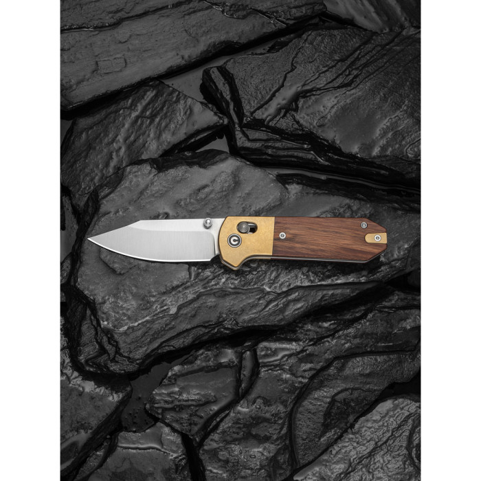Нож складной карманный Civivi Yonder Clip Point (7.3 см) 14C28N / Wood and Brass натуральный  