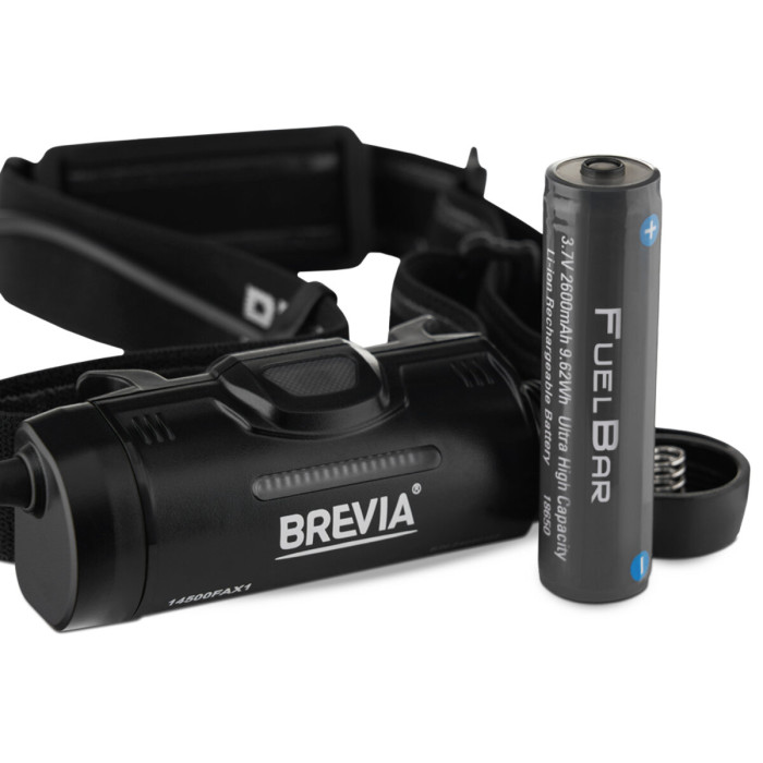 Фонарь налобный Brevia 500Lm, 2600mAh micro-USB, IP64, задний свет  