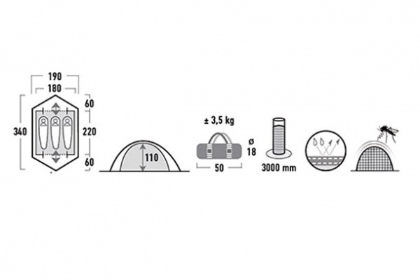 Палатка High Peak Woodpecker 3 (Pesto/Red)  