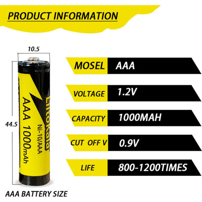 Аккумулятор LiitoKala Ni-10/AAA 1.2V AAA 1000mAh battery  
