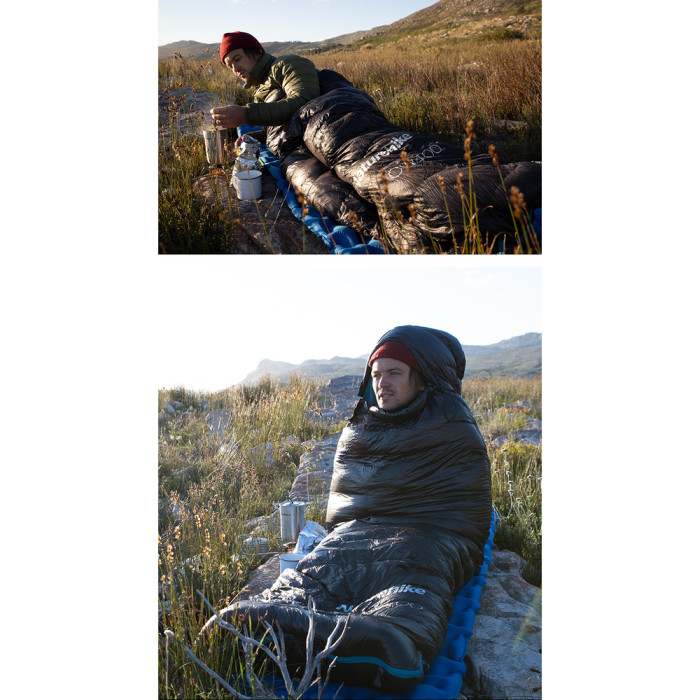 Спальник с натуральным пухом Naturehike CW400 NH18C400-D, р-р L, черно-голубой  