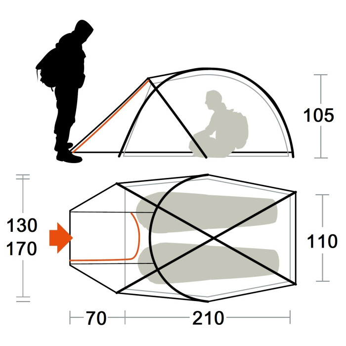 Палатка Ferrino Pilier 2 (8000) Orange/Black  