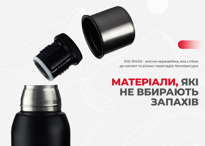 Термос Naturehike Q-9H NH19SJ010, 304 сталь, 1.0 л, черный  