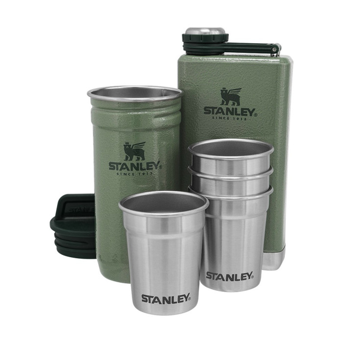 Подарочный набор Stanley Adventure Hammertone Green: 2 фляги та 4 рюмки  