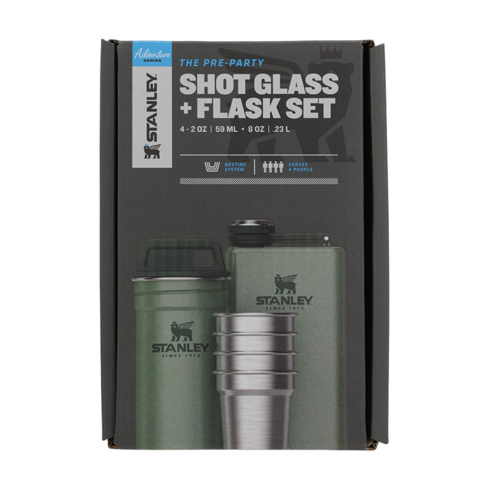 Подарочный набор Stanley Adventure Hammertone Green: 2 фляги та 4 рюмки  