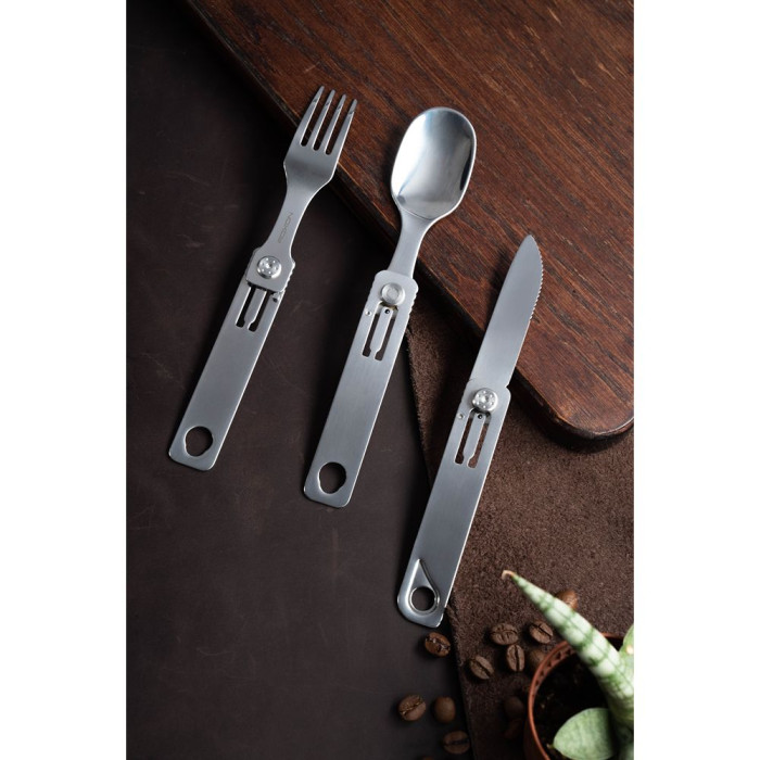 Набор столовых приборов Roxon C1 3 in1 (ложка, вилка, нож) серый  