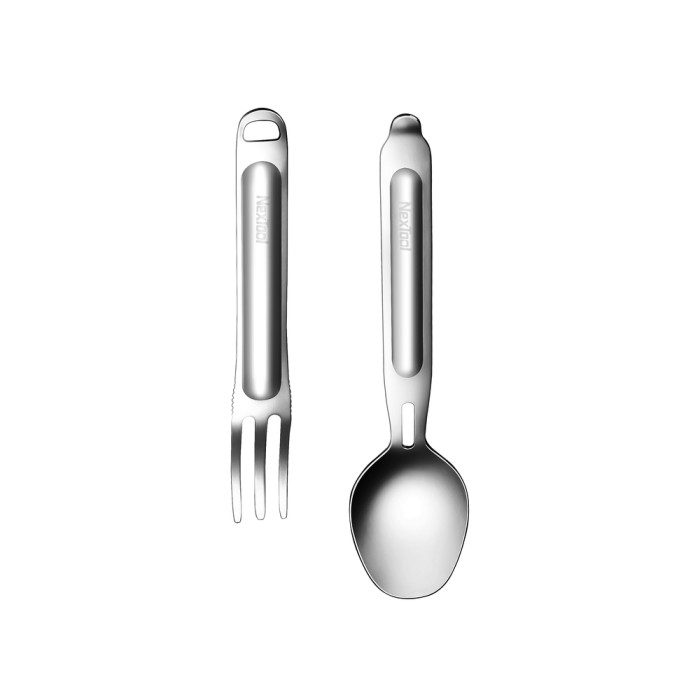 Туристический набор ложка-вилка NexTool Portable Stainless Steel Tableware, нержавеющая сталь  