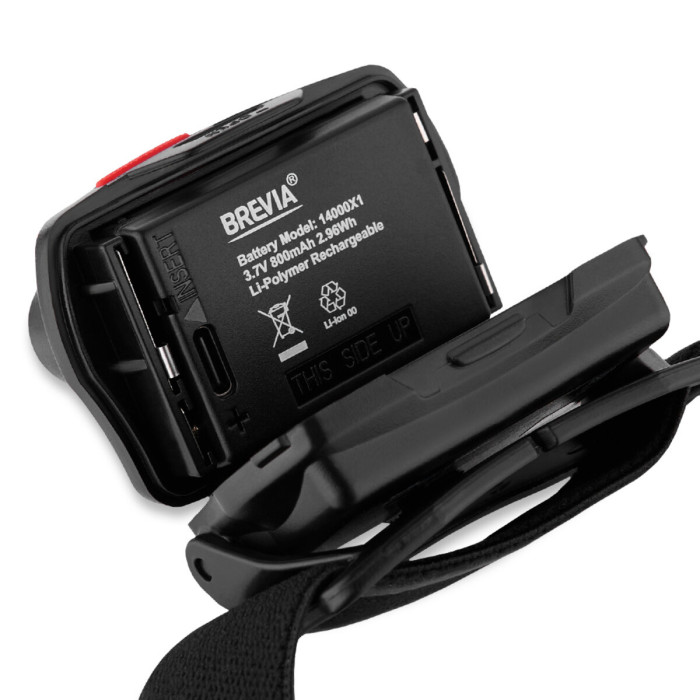 Фонарь налобный Brevia 520Lm, Focus Control, 800mAh/3xAAA, IP64 (белый/красный)  