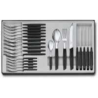 Набор кухонный Victorinox Swiss Modern Table Set 24 шт с черн. ручкой (6 ножей tomato,6 вилок,6 ложек,6 ложек)