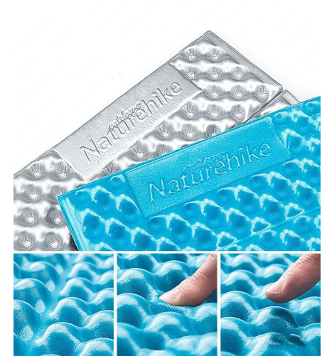 Коврик туристический складной одноместный IXPE Naturehike Thickened NH20FCD07 кемпинговый с алюминиевой пленкой, 187x56x2,5 см, голубой  