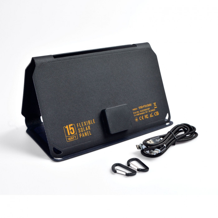 Портативное зарядное устройство солнечная панель VIDEX VSO-F515UU 15W  