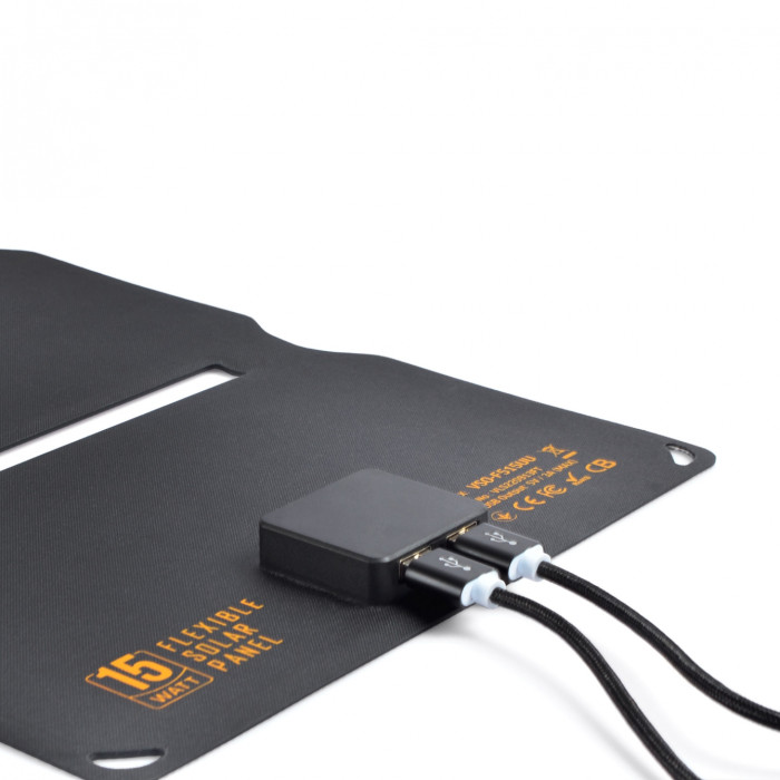 Портативное зарядное устройство солнечная панель VIDEX VSO-F515UU 15W  