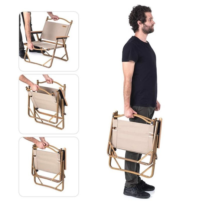 Кресло складное Naturehike MW02 NH19Y002-D, 600D Oxford / алюминий, р-р М, бежевый  