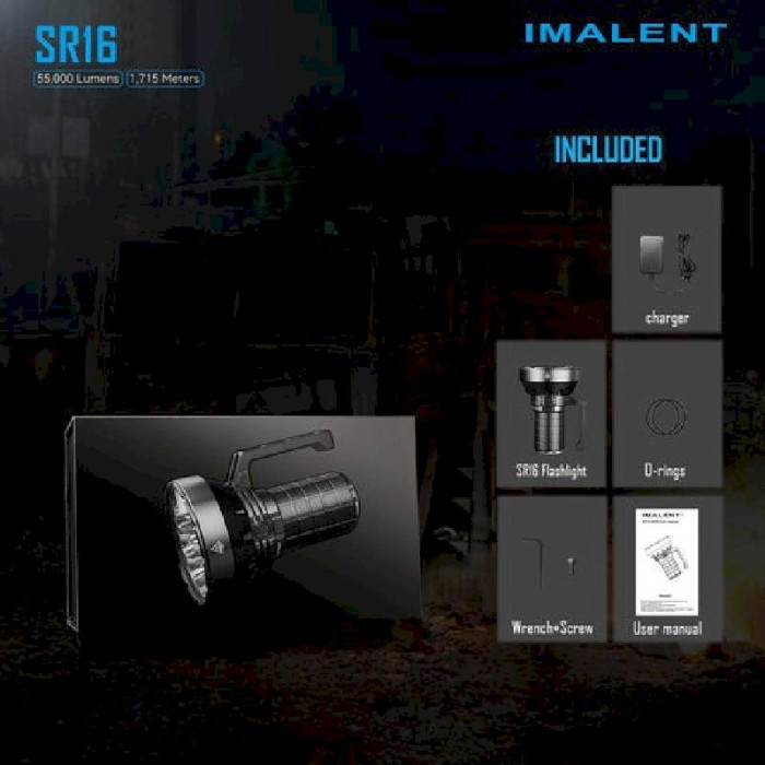 Фонарь ручной сверхмощный Imalent SR16 (55 000 лм), 6000K  