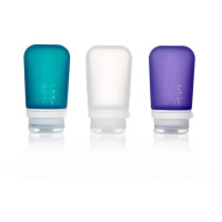 Набор силиконовых бутылочек Humangear GoToob + 3-Pack Medium (прозрачный, фиолетовый, бирюзовый)