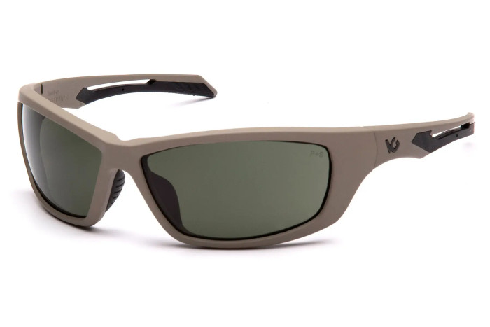 Очки защитные Venture Gear Tactical Howitzer Tan (Forest Gray) Anti-Fog, черно-зеленые в песочной оправе  