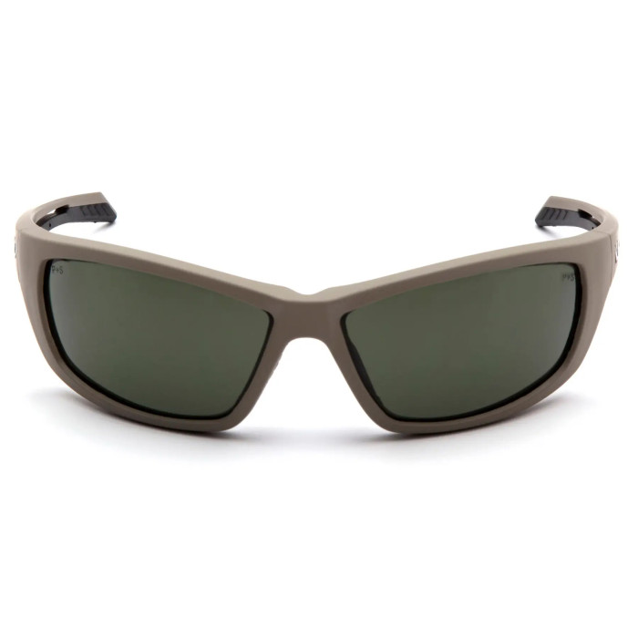 Очки защитные Venture Gear Tactical Howitzer Tan (Forest Gray) Anti-Fog, черно-зеленые в песочной оправе  