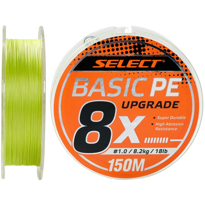Шнур Select Basic PE 8x 150m #1.0/0.14mm 18lb/8.2kg, светло зеленый  