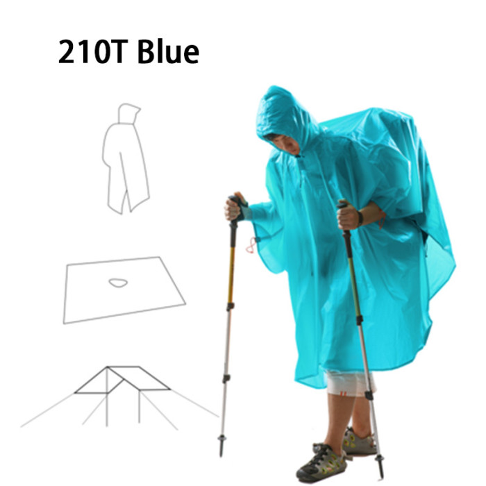 Плащ-дождевик 3 в 1 3F Ul Gear Poncho 210T Короткий рукав Голубой  