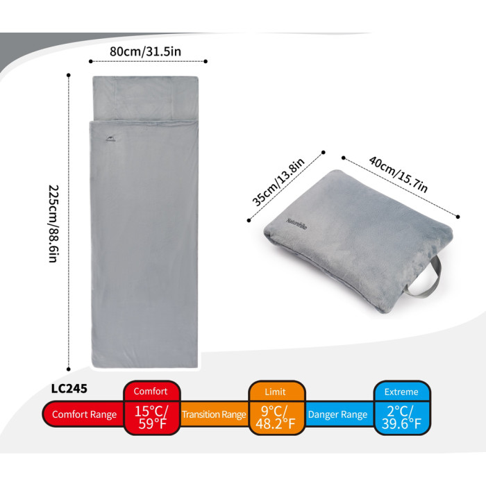 Спальный мешок - подушка Naturehike CNK2300SD022, светло-серый  