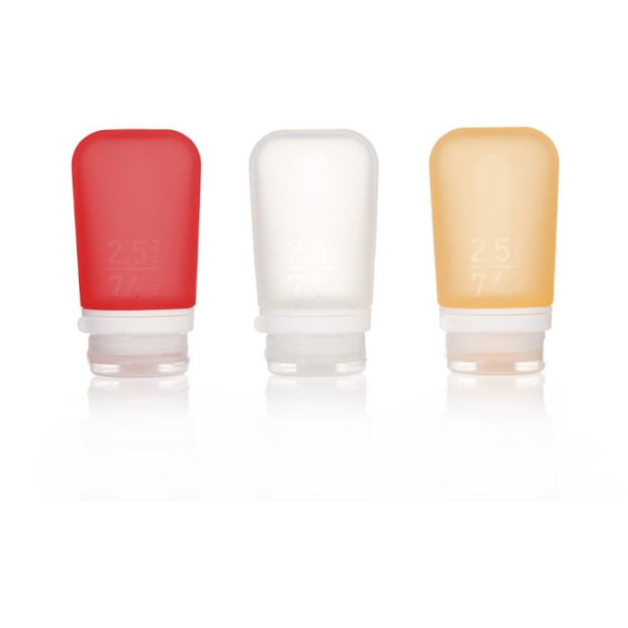 Набор силиконовых бутылочек Humangear GoToob + 3-Pack Medium (прозрачный, красный, оранжевый)  