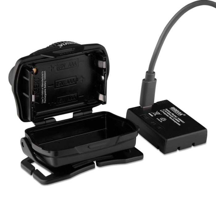 Фонарь налобный Brevia 700Lm, Focus Control, 800mAh/3xAAA, IP64 (белый/теплый белый)  