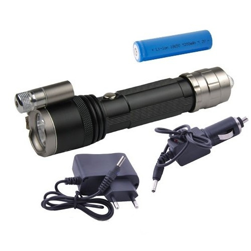 Карманный фонарь Police 12V 9847-XPE, ЗУ 220V/12V, 1x18650, лазер (блистер)  