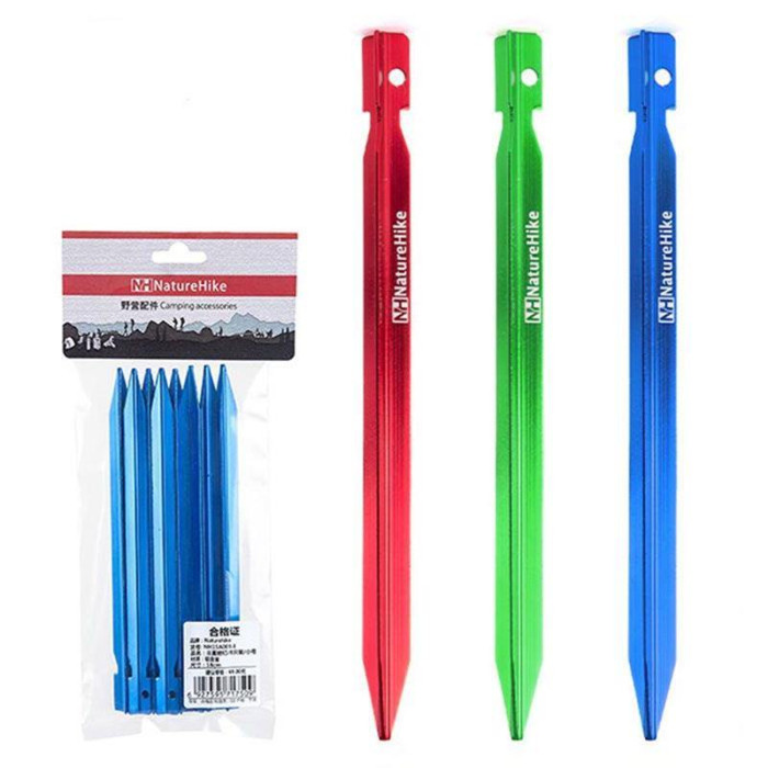 Колья алюминиевые V-образные Naturehike NH17D026-D, 16 см, красный (8 шт.)  