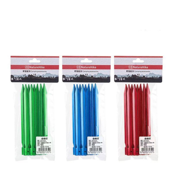 Колья алюминиевые V-образные Naturehike NH17D026-D, 16 см, красный (8 шт.)  