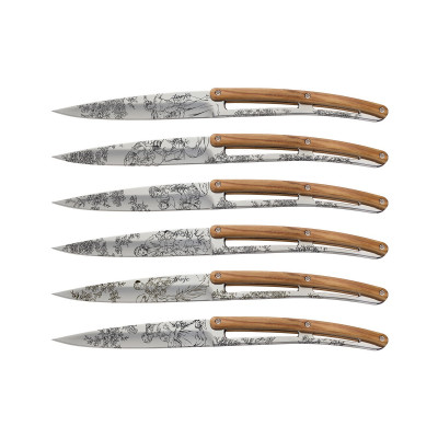Набор ножей 6 Deejo Steak Knives, mirror finish  &quot;Toile de Jouy&quot;