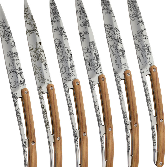 Набор ножей 6 Deejo Steak Knives, mirror finish  "Toile de Jouy"  