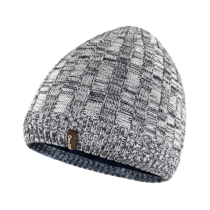 Водонепроницаемая шапка Dexshell Heathered Rib Knit Beanie, onesize (56-58 см), бело-серая  
