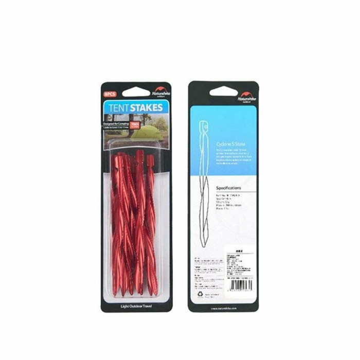 Колья алюминиевые спиральные Naturehike NH17D024-D, 25 см, красный (4 шт.)  