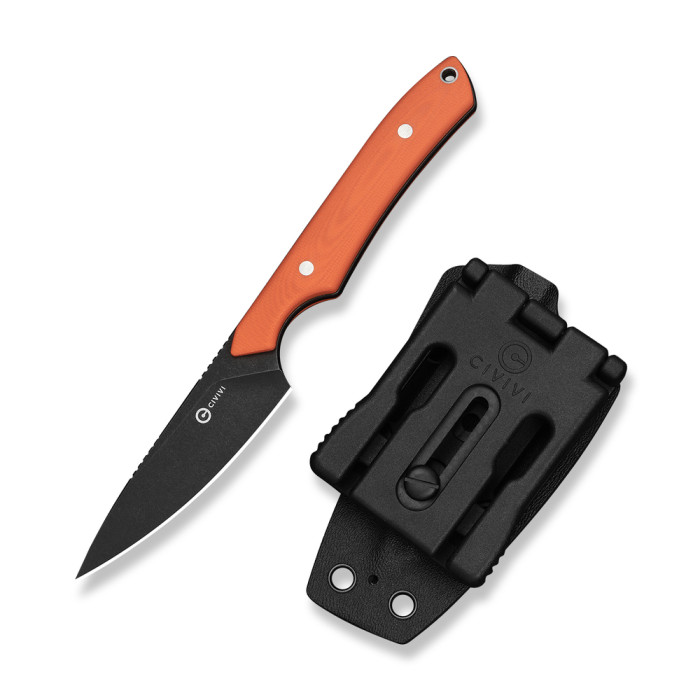 Нож фиксированный карманный Civivi High Grass Field Knife (7,4 см) 14C28N / G10 оранжевый с чехлом  