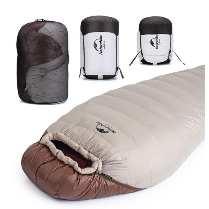 Спальник с натуральным пухом Naturehike Snowbird NH20YD001, р-р L, коричневый 720 г  