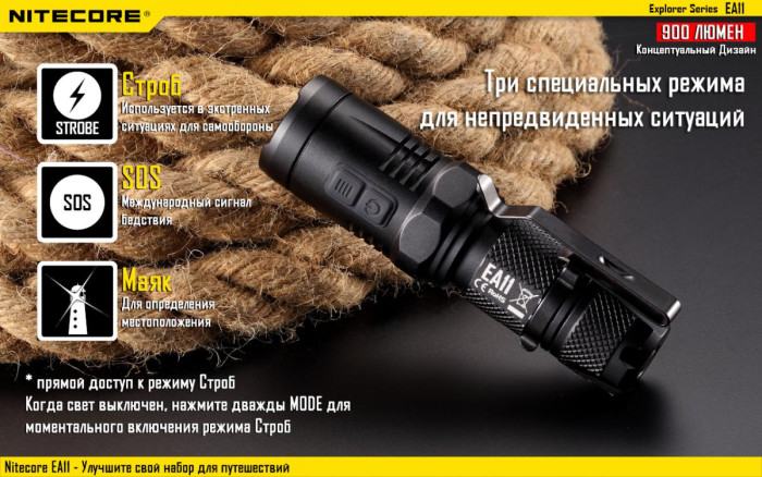 Карманный фонарь Nitecore EA11, 900 люмен  
