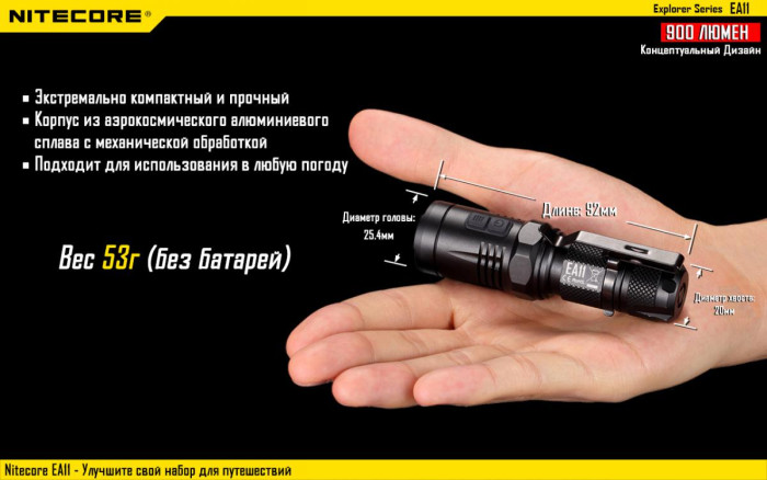 Карманный фонарь Nitecore EA11, 900 люмен  