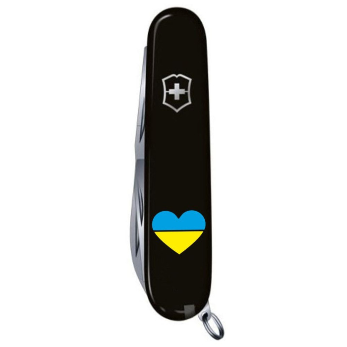 HUNTSMAN UKRAINE 91мм/15функ/черн /штоп/ножн/пила/крюк /Сердце сине-желтое  