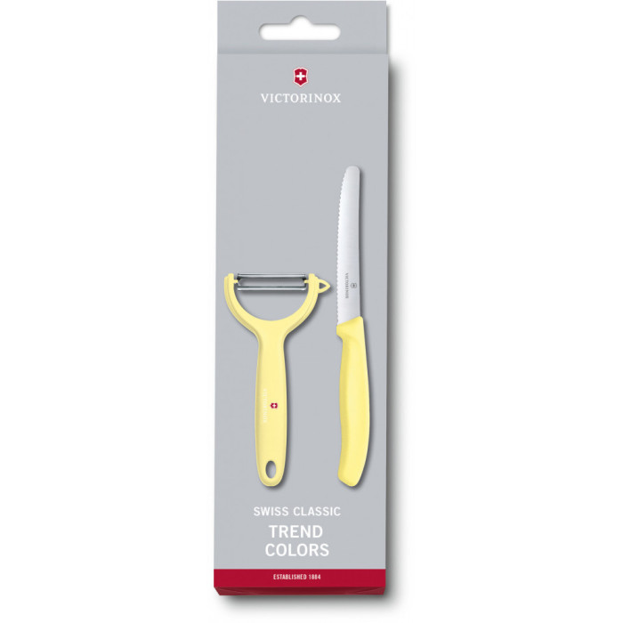 Набор кухонный Victorinox SwissClassic Paring Set (нож, овощечистка Tomato and Kiwi), желтый  