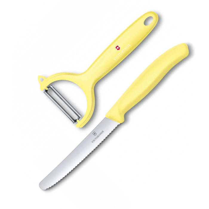 Набор кухонный Victorinox SwissClassic Paring Set (нож, овощечистка Tomato and Kiwi), желтый  