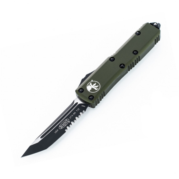 Нож Microtech UTX-85 Tanto Point Black Blade полусеррейтор od green 233-2OD 